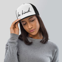Load image into Gallery viewer, Be Kind White &amp; Black Trucker Cap - Wholesale
