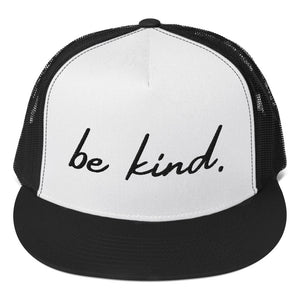 Be Kind White & Black Trucker Cap - Wholesale