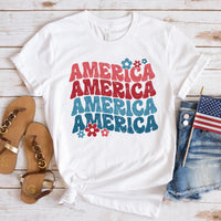 Load image into Gallery viewer, America Flower Retro Unisex Tee
