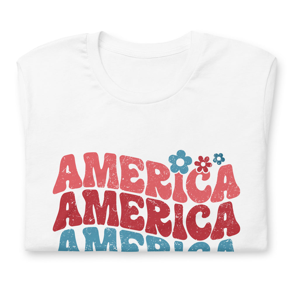 America Flower Retro Unisex Tee