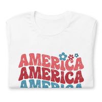 Load image into Gallery viewer, America Flower Retro Unisex Tee
