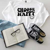 Load image into Gallery viewer, Choose Happy Unisex Crewneck Sweatshirt with Sleeve Design
